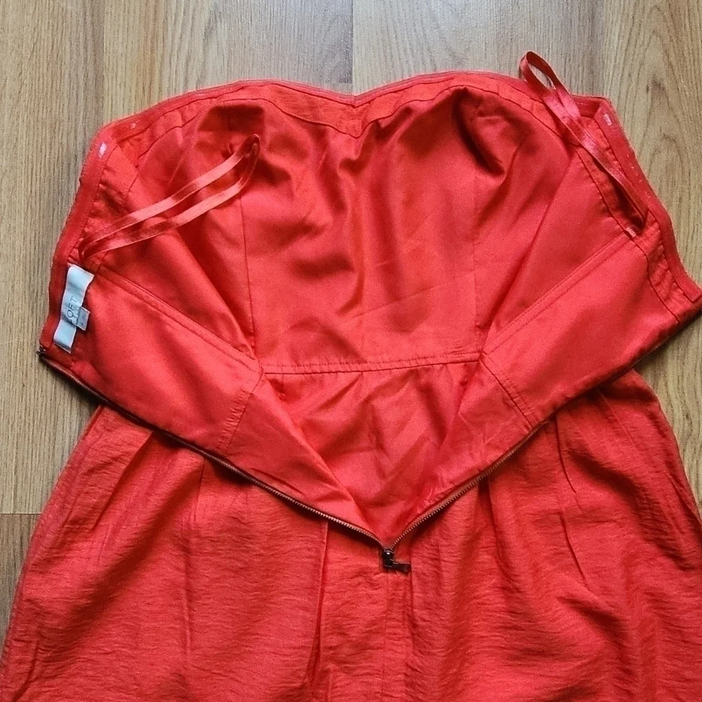 Ann Taylor LOFT strapless summer cocktail dress 4 coral - Picture 9 of 11